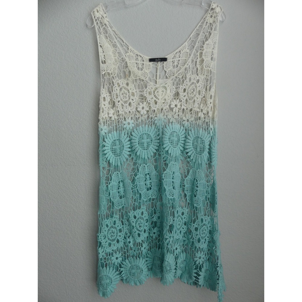 Rain Ombre Crochet Lace Cotton Boho Coverup XL NWT Summer Beach Knit